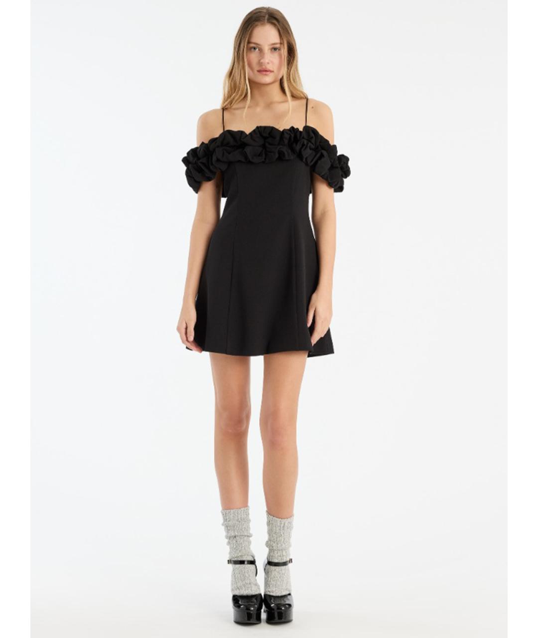 ROTATE Черное креповое повседневное платье, фото 2