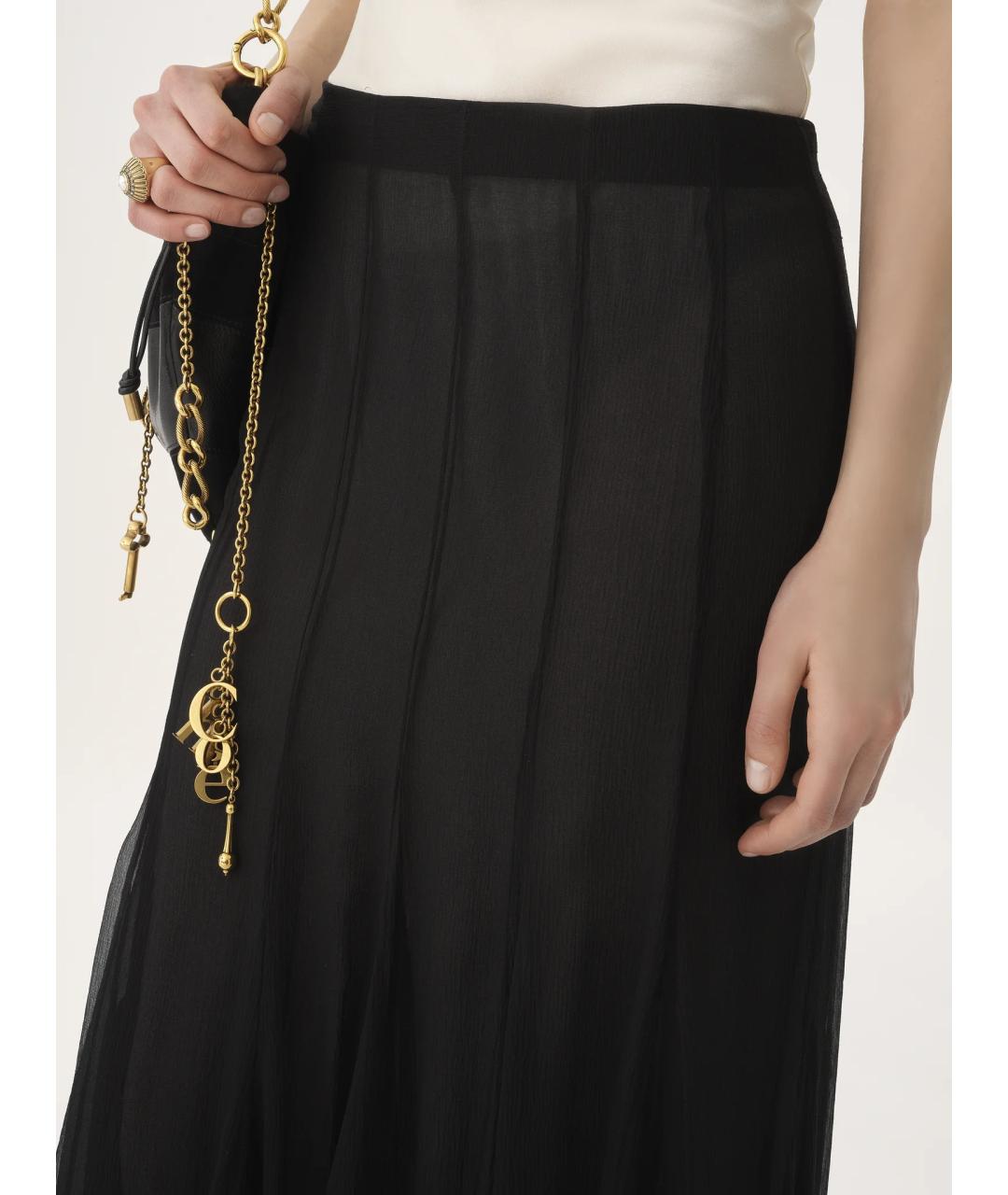 CHLOE Черная шелковая юбка макси, фото 5