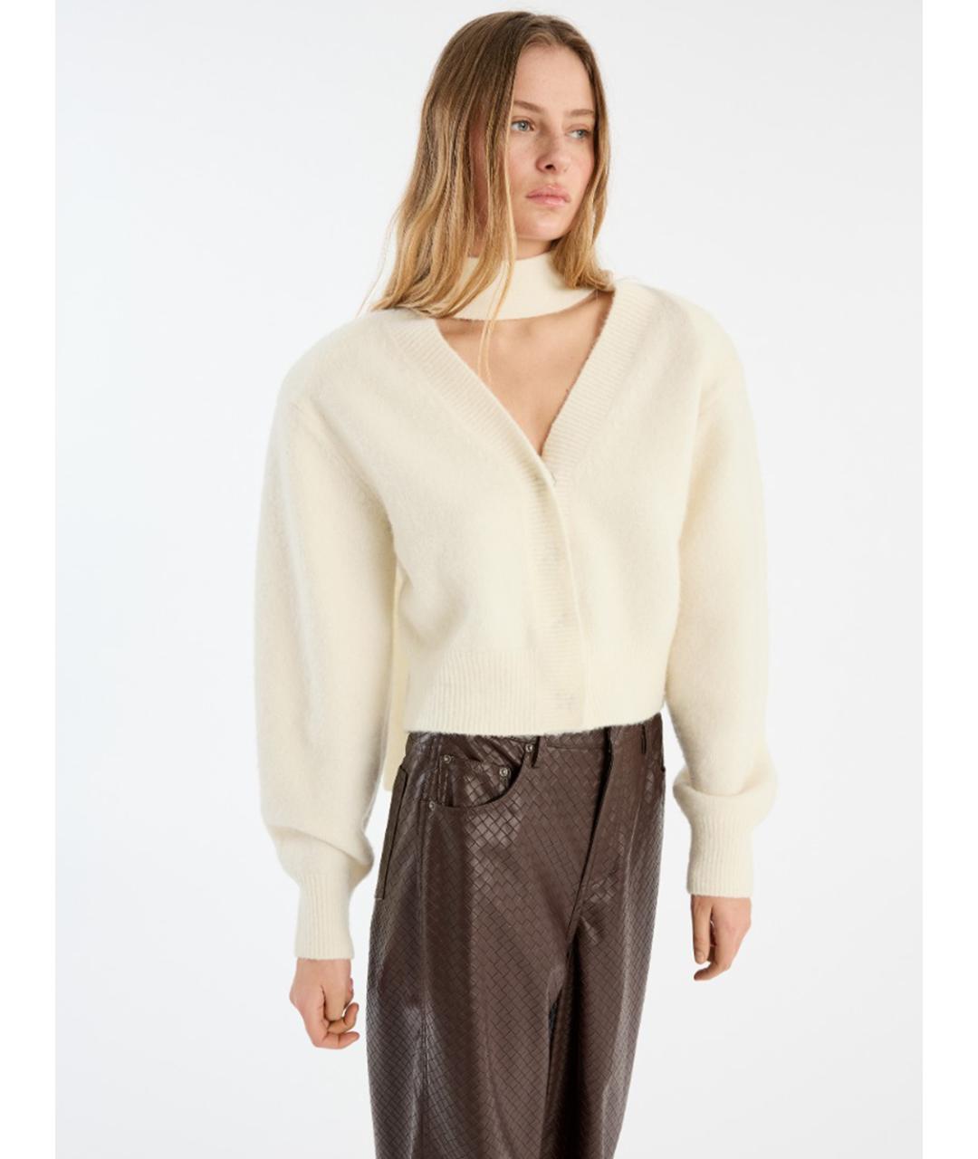 ROTATE Белый шерстяной кардиган, фото 4