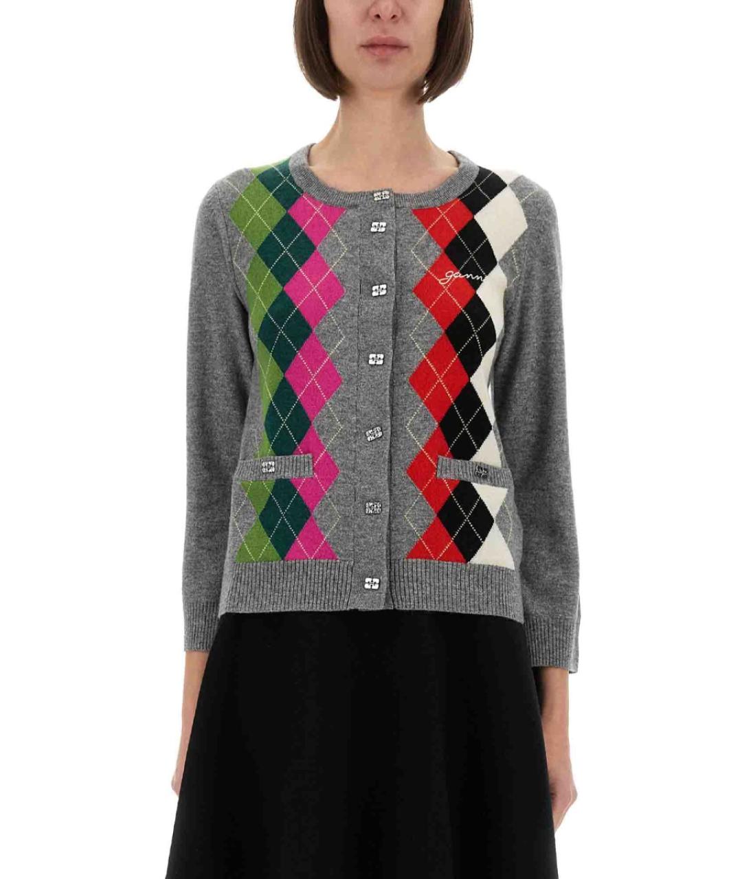 GANNI Серый шерстяной кардиган, фото 2