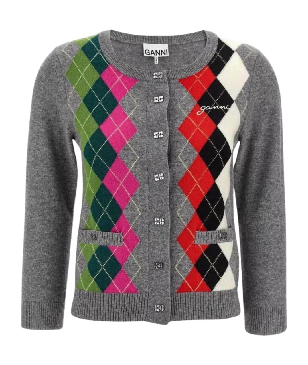 GANNI Серый шерстяной кардиган, фото 1