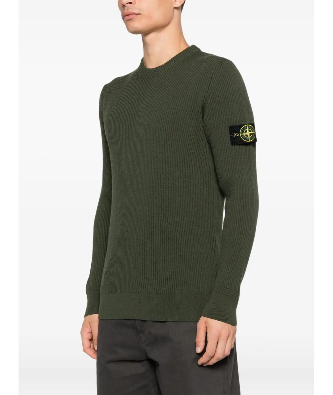 STONE ISLAND Зеленый шерстяной джемпер / свитер, фото 5