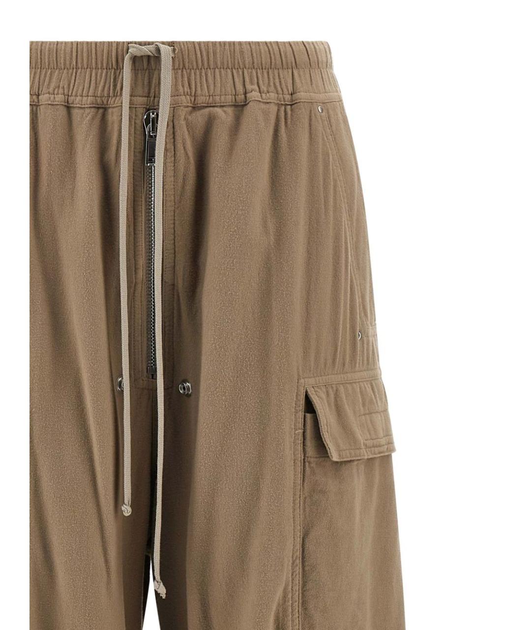 RICK OWENS DRKSHDW Бежевые хлопковые прямые брюки, фото 3