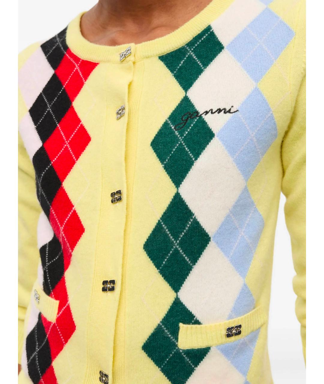 GANNI Желтый шерстяной кардиган, фото 6