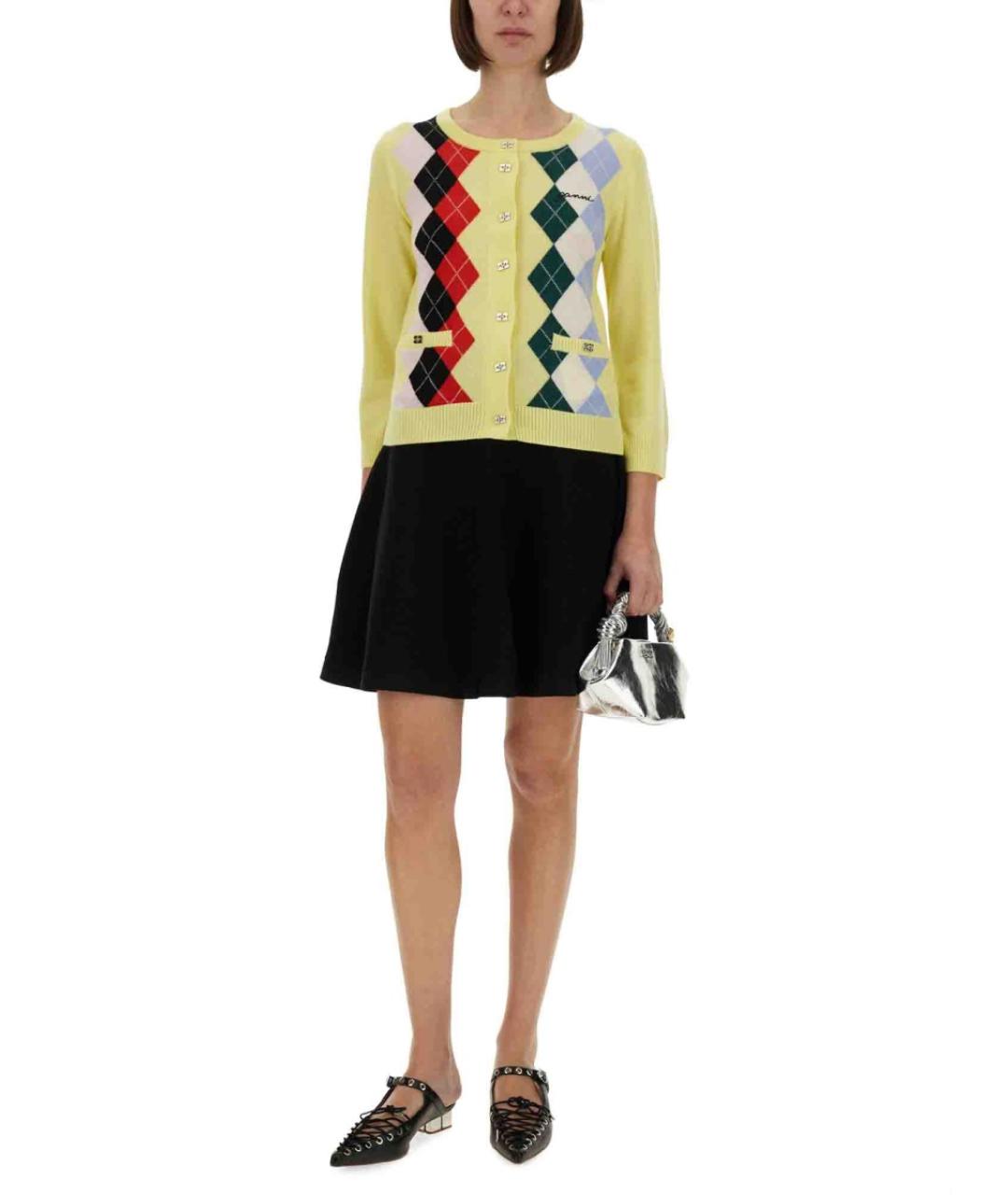 GANNI Желтый шерстяной кардиган, фото 3