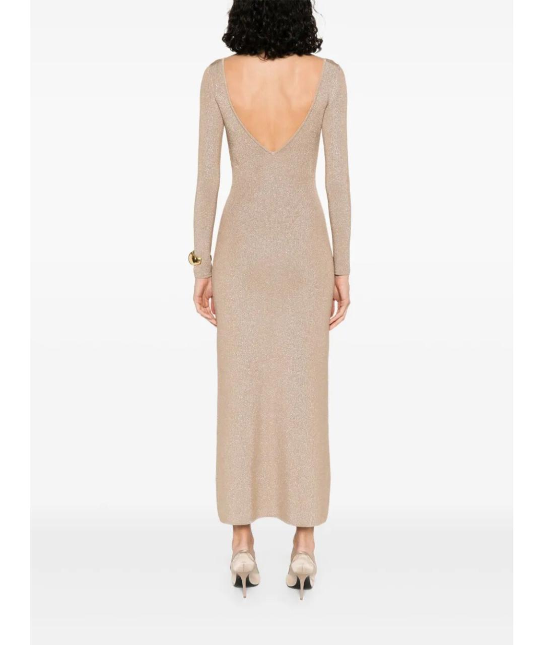 MAX MARA Золотое вискозное повседневное платье, фото 2