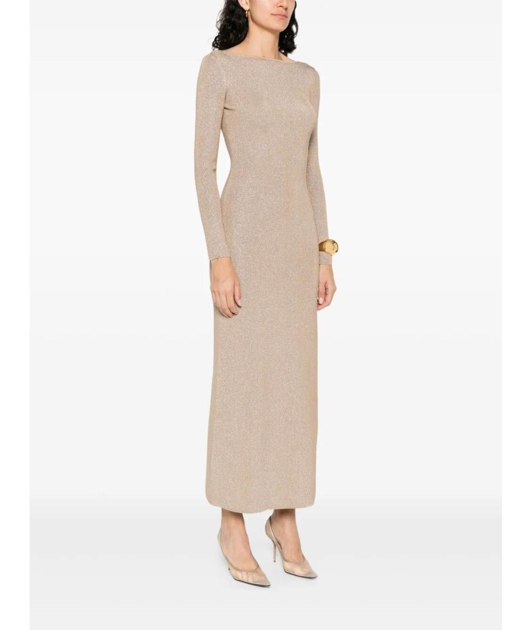 MAX MARA Золотое вискозное повседневное платье, фото 4