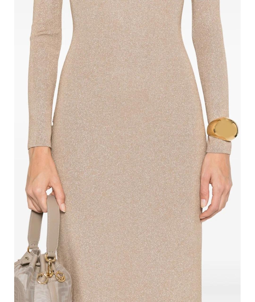 MAX MARA Золотое вискозное повседневное платье, фото 3