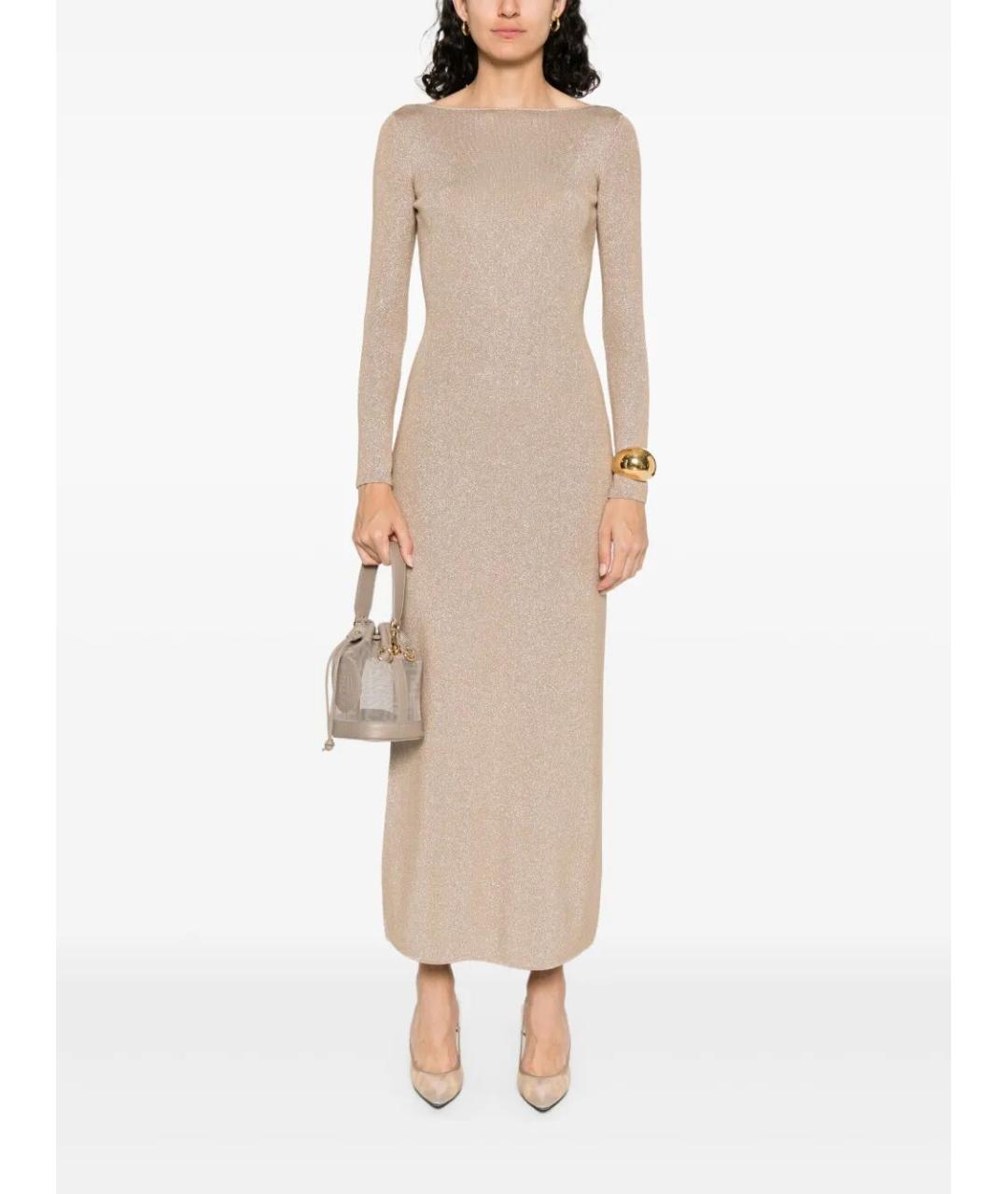 MAX MARA Золотое вискозное повседневное платье, фото 5