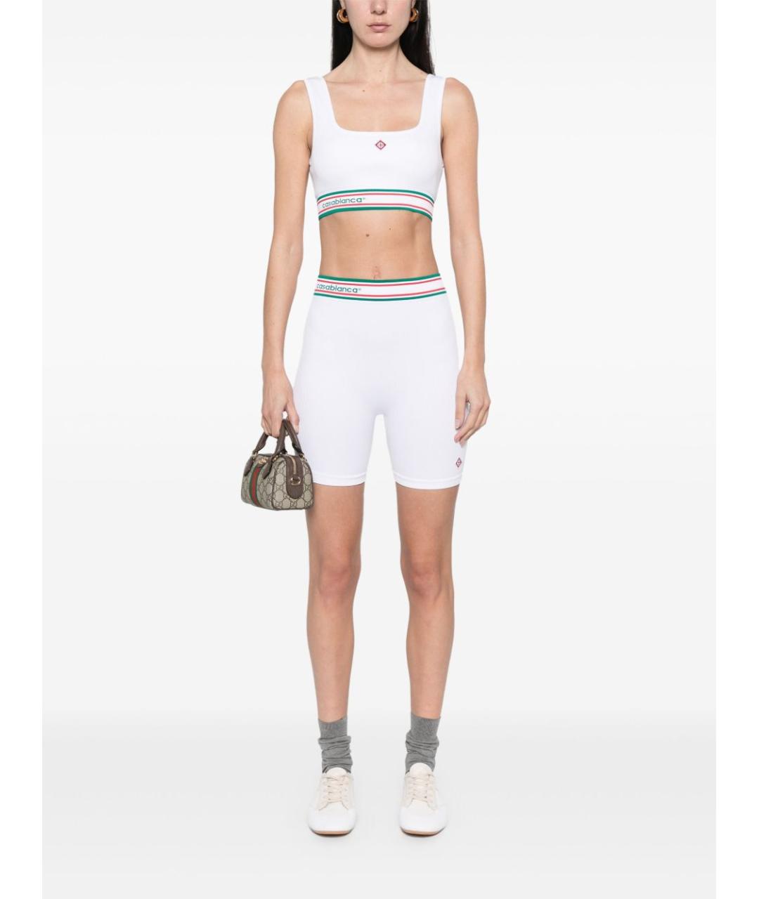 CASABLANCA Белые полиамидовые леггинсы и велосипедки, фото 2