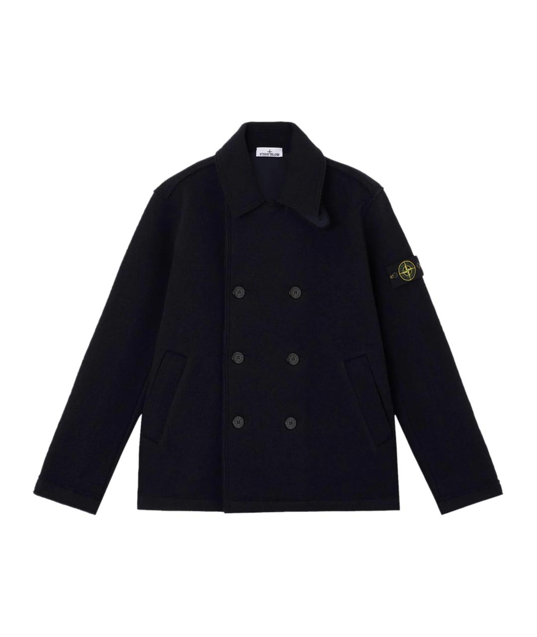 STONE ISLAND Темно-синее шерстяное пальто, фото 1