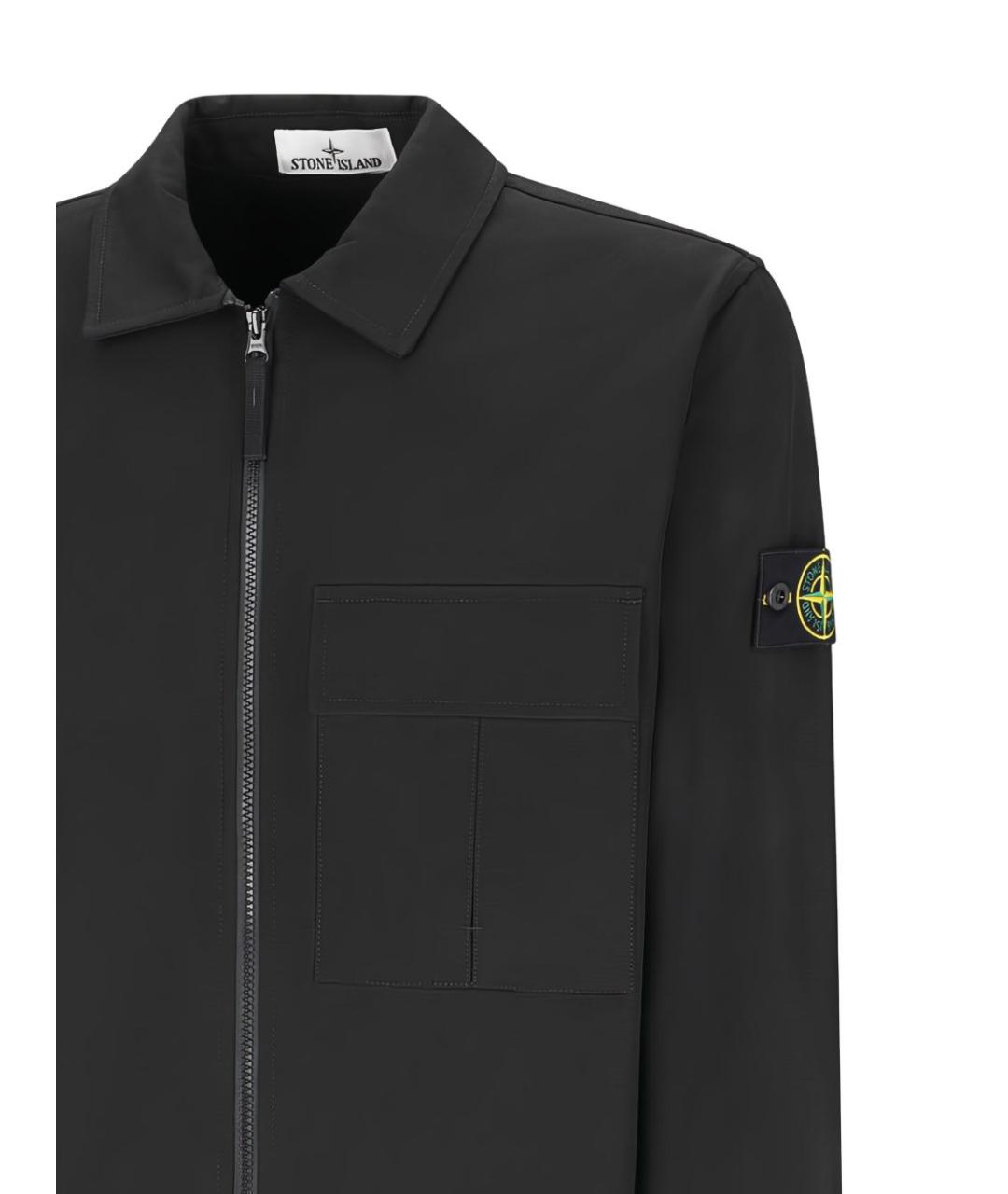STONE ISLAND Черная хлопковая куртка, фото 3