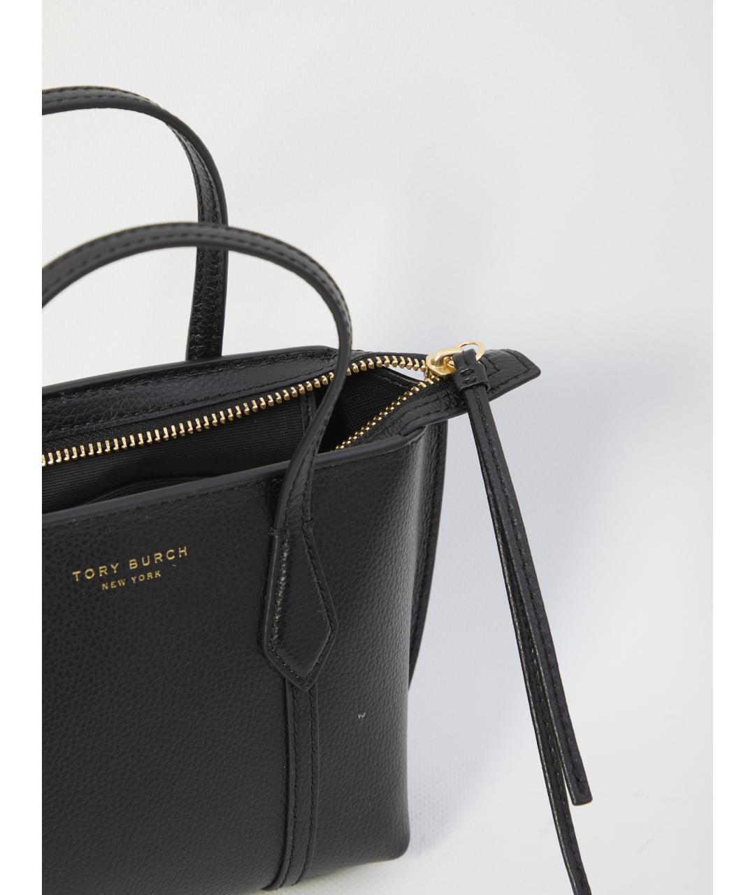 TORY BURCH Черная кожаная сумка тоут, фото 4