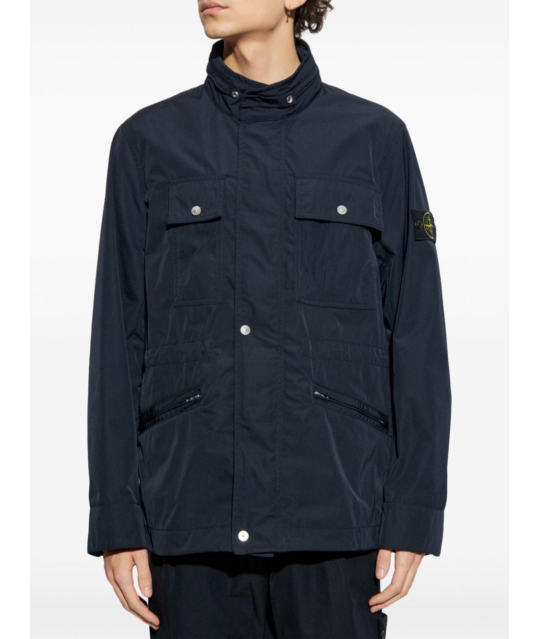 STONE ISLAND Темно-синяя полиэстеровая куртка, фото 3
