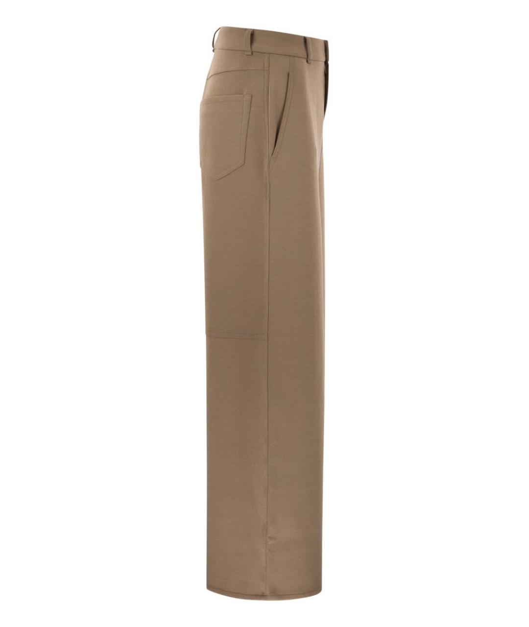 'S MAX MARA Коричневые хлопковые прямые брюки, фото 3