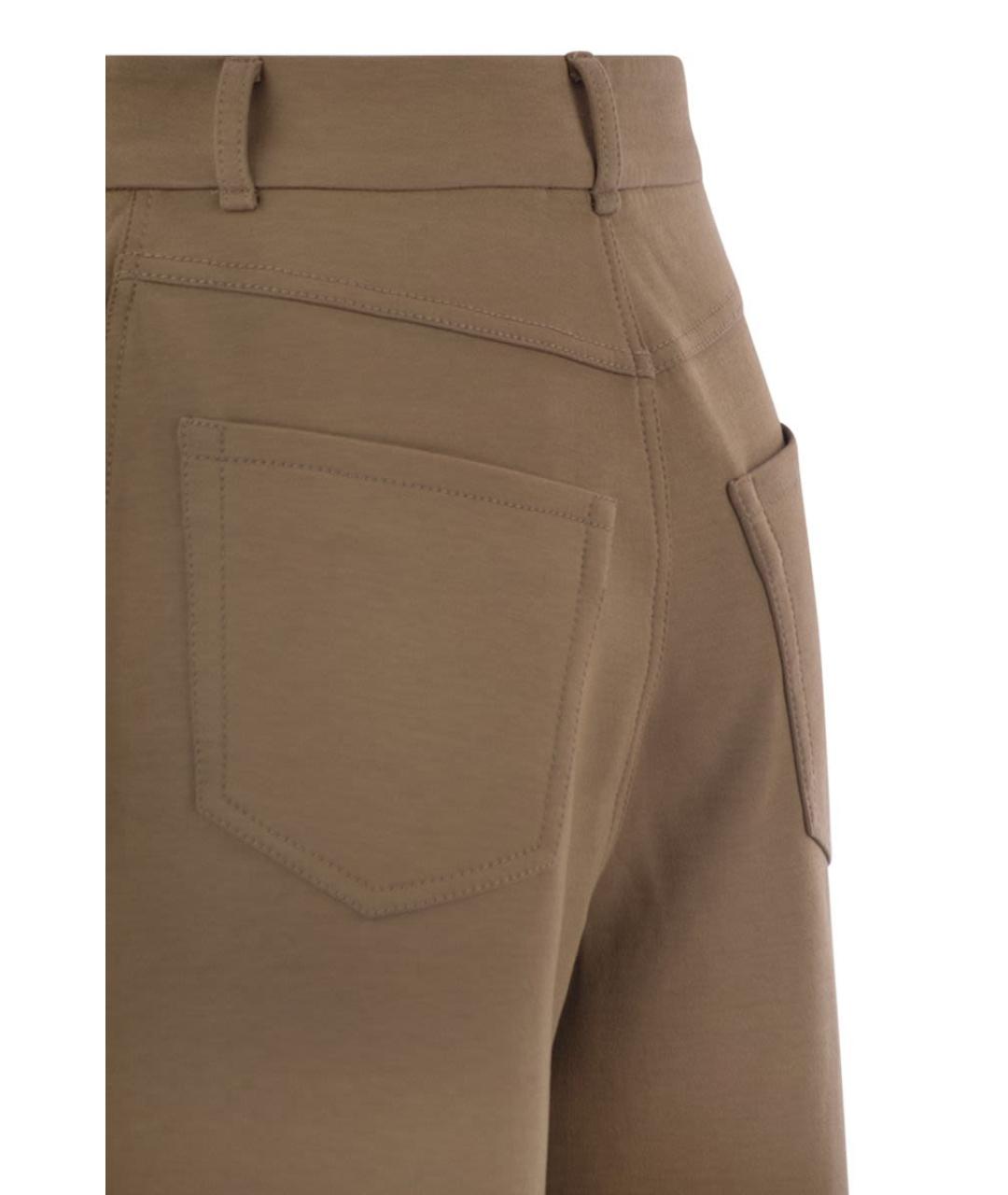 'S MAX MARA Коричневые хлопковые прямые брюки, фото 4