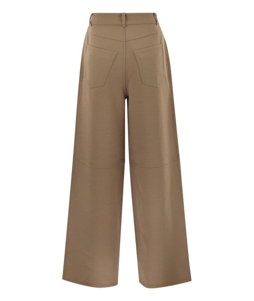 'S MAX MARA Коричневые хлопковые прямые брюки, фото 2