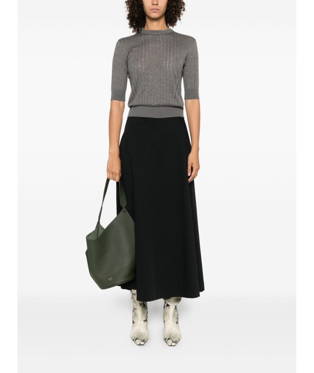 MAX MARA STUDIO Серый шелковый джемпер / свитер, фото 2