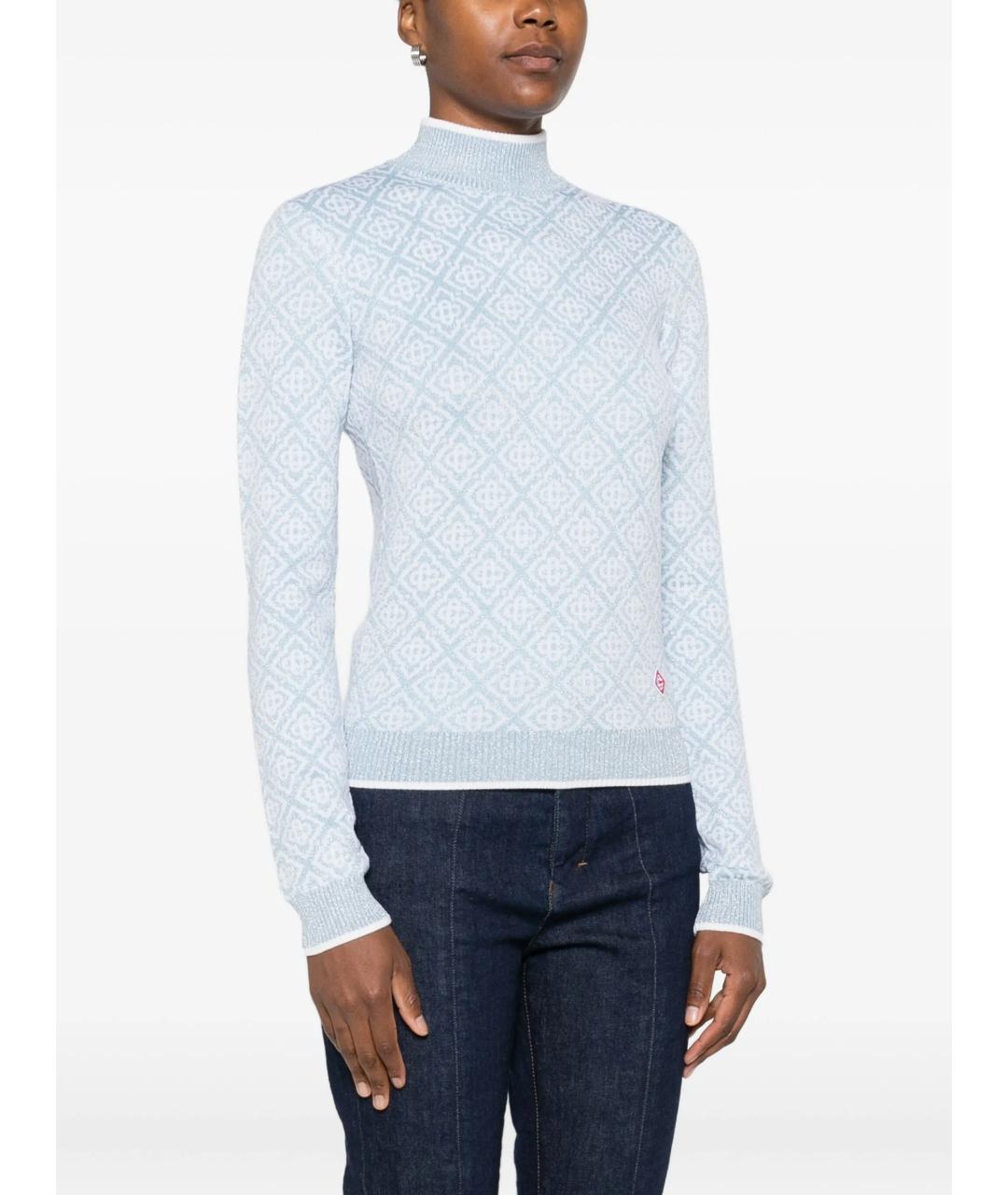 CASABLANCA Голубой шерстяной джемпер / свитер, фото 3