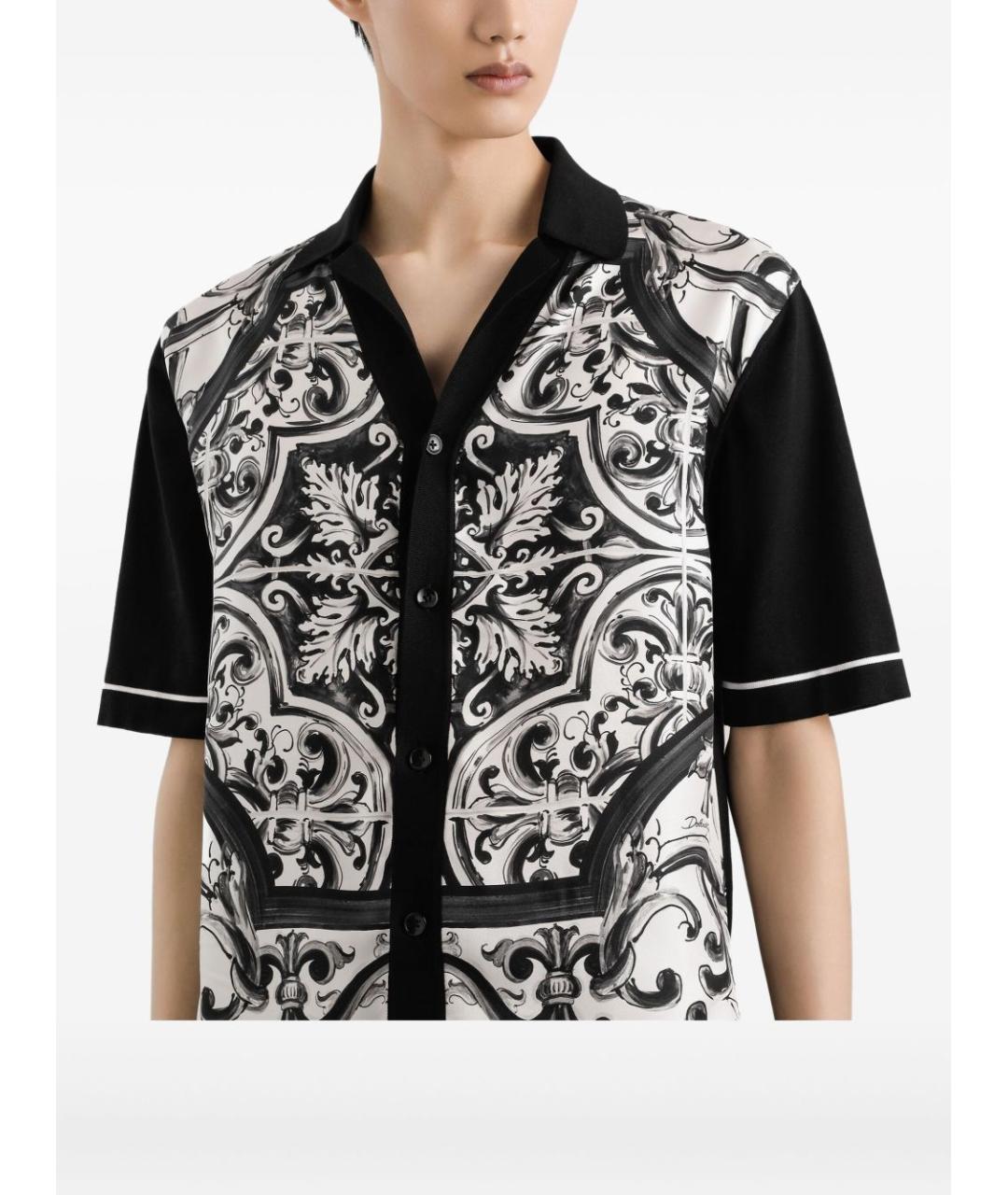 DOLCE&GABBANA Черная шелковая кэжуал рубашка, фото 4