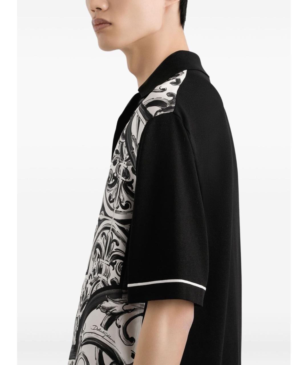 DOLCE&GABBANA Черная шелковая кэжуал рубашка, фото 5