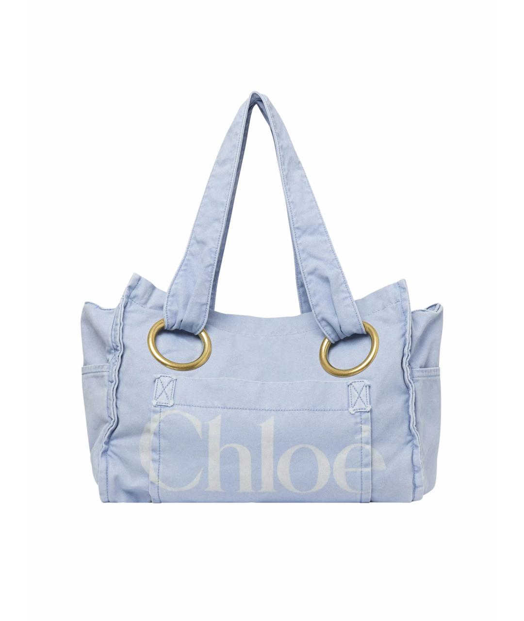 CHLOE Голубая хлопковая сумка тоут, фото 1