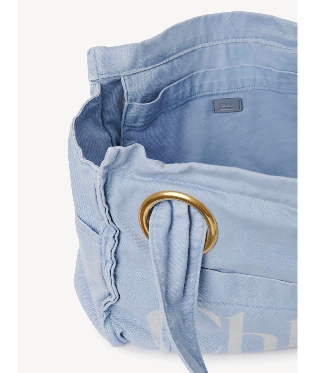 CHLOE Голубая хлопковая сумка тоут, фото 5