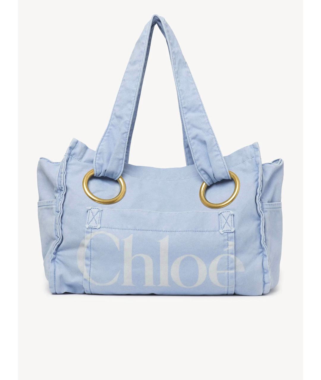 CHLOE Голубая хлопковая сумка тоут, фото 6