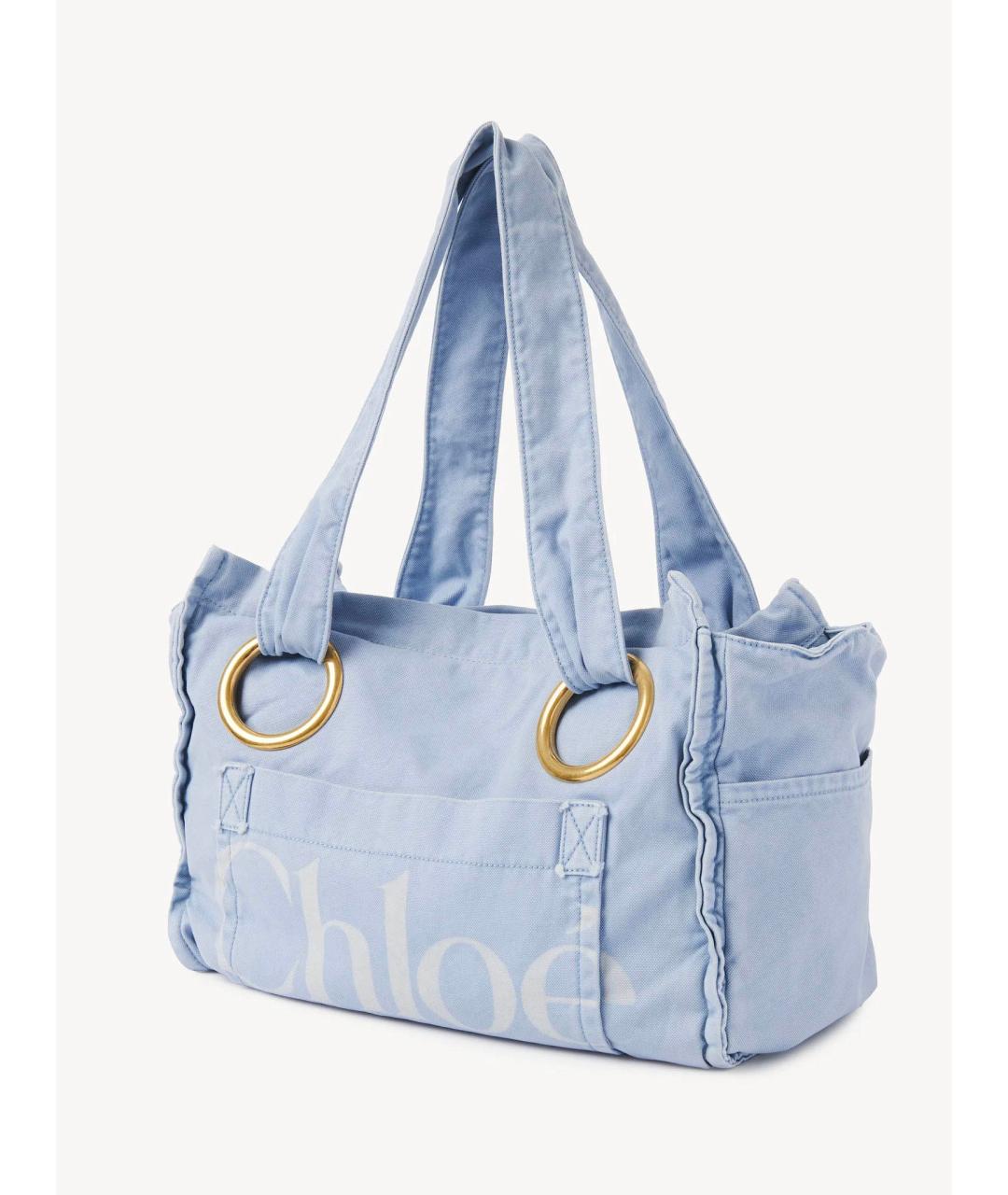 CHLOE Голубая хлопковая сумка тоут, фото 3