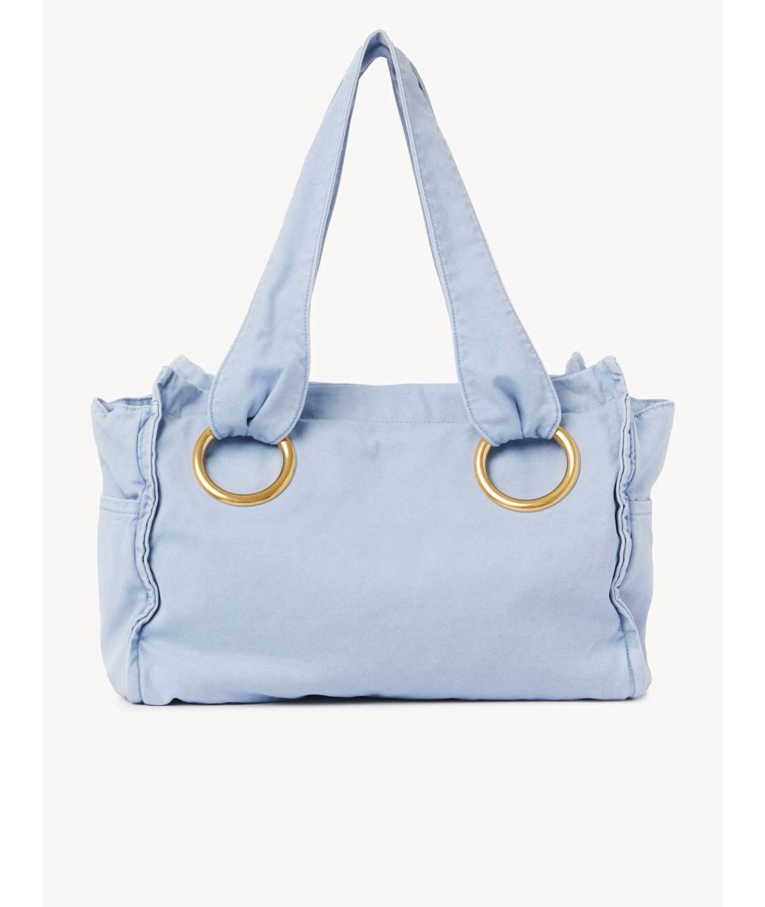 CHLOE Голубая хлопковая сумка тоут, фото 4