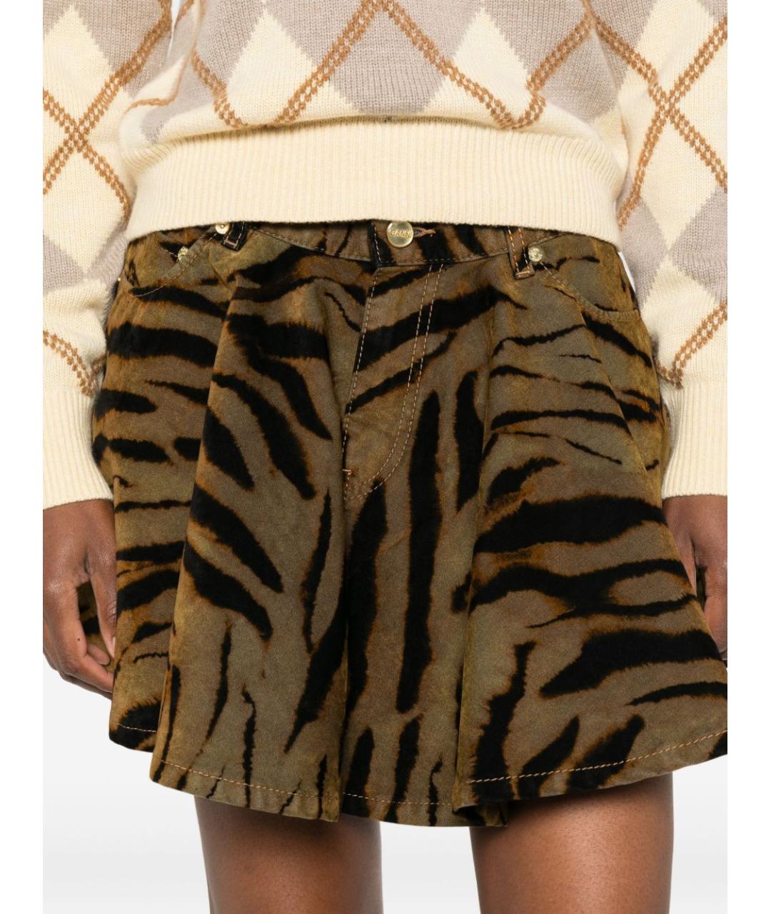 GANNI Мульти хлопковая юбка мини, фото 5