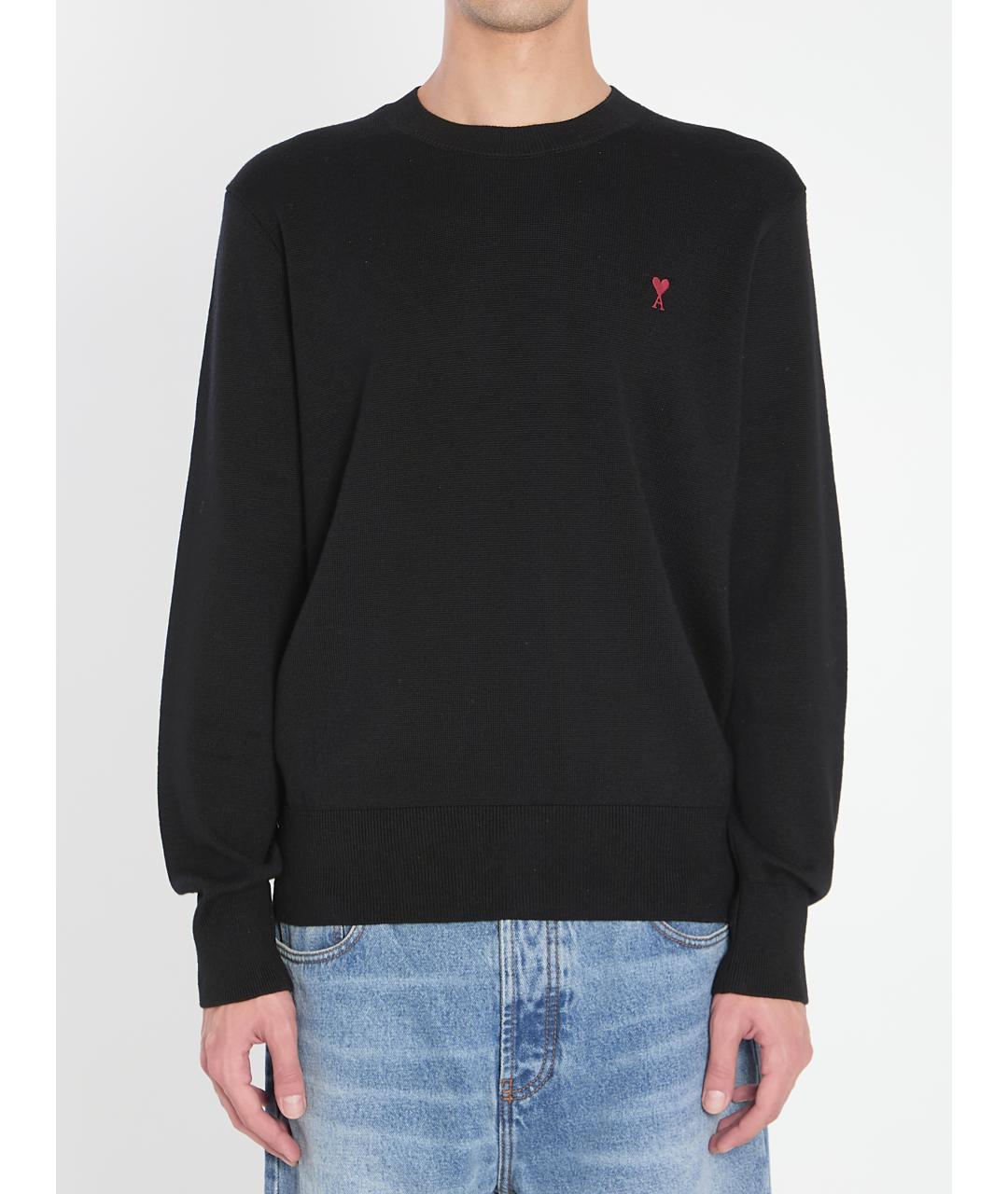 Ami Paris Черный шерстяной джемпер / свитер, фото 2