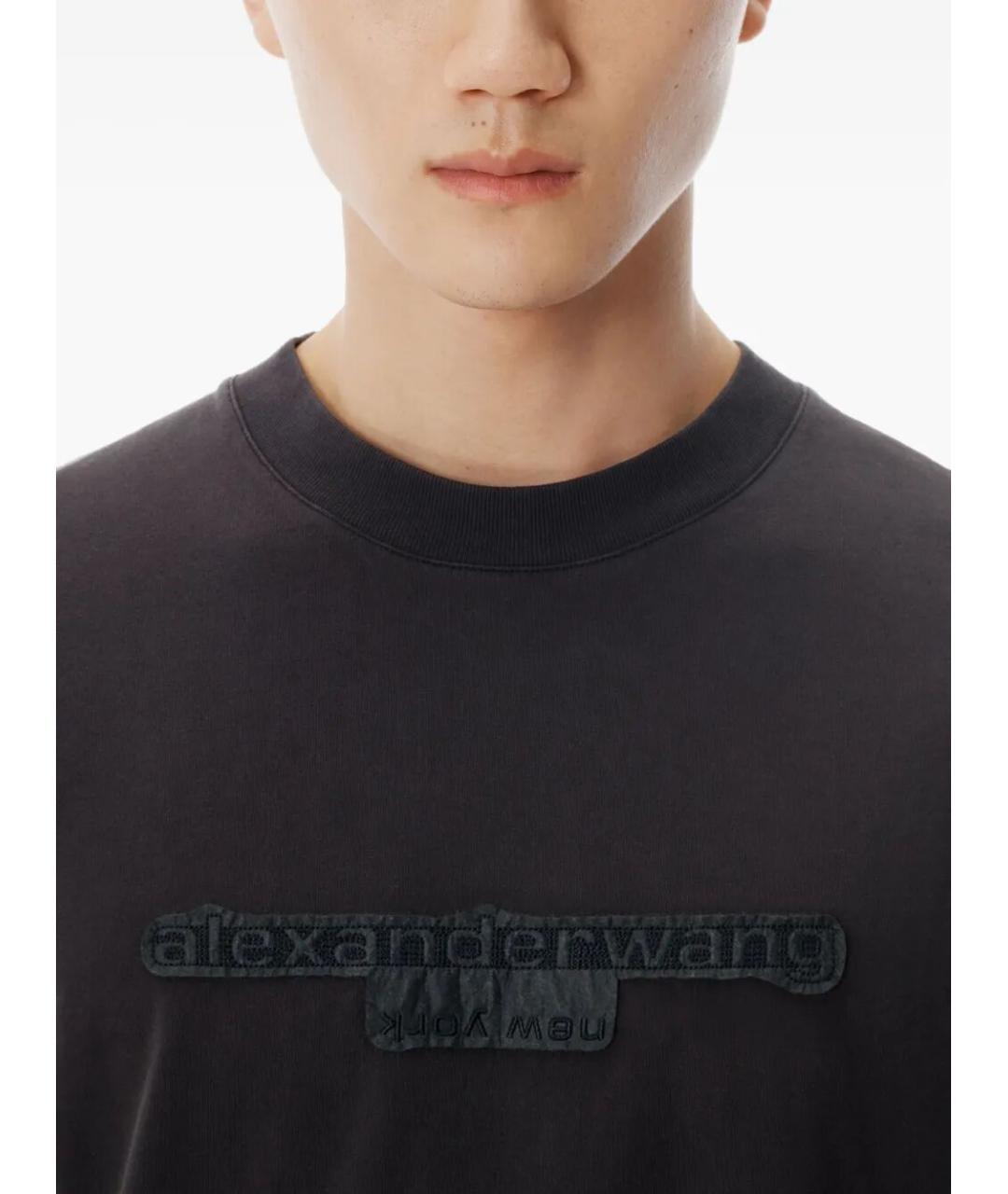 ALEXANDER WANG Серая хлопковая футболка, фото 3