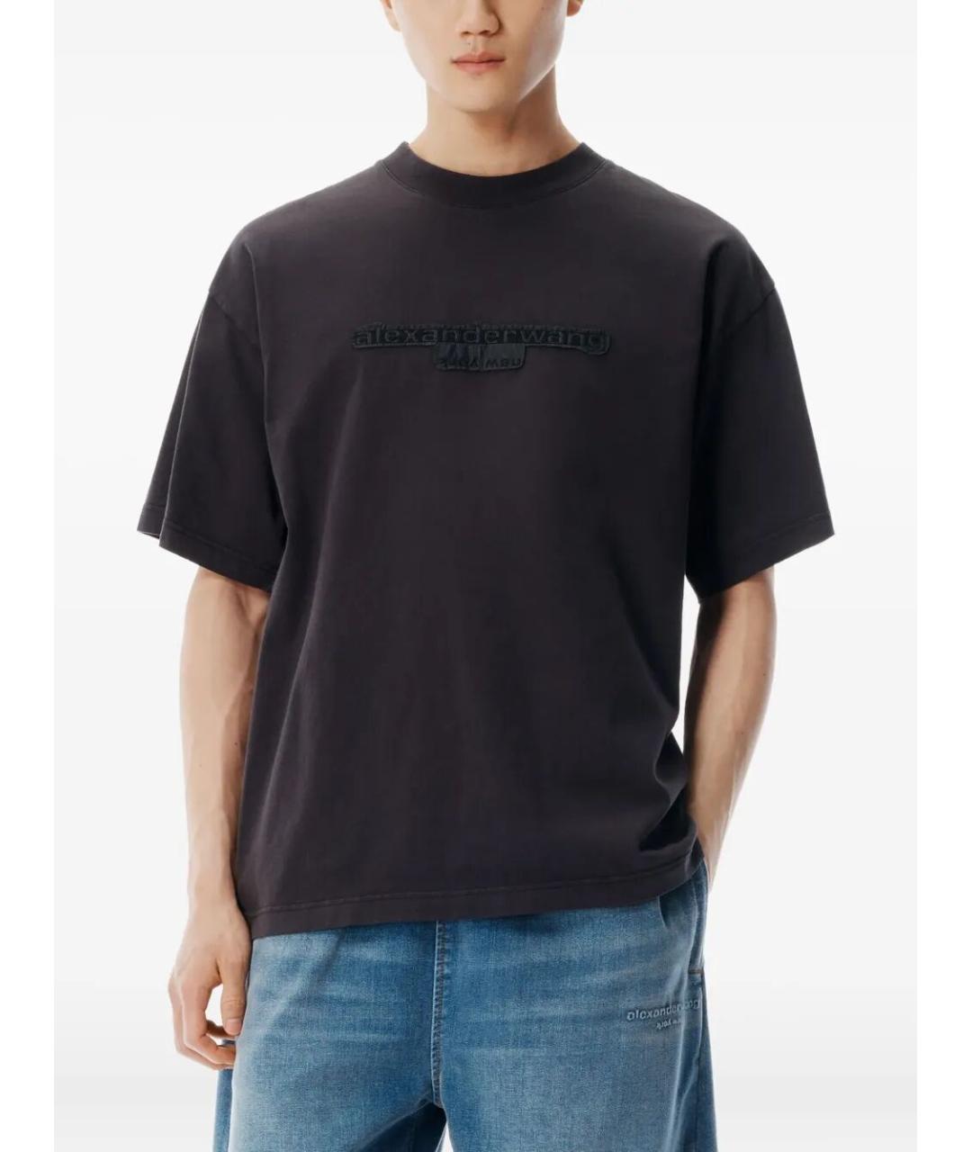 ALEXANDER WANG Серая хлопковая футболка, фото 4