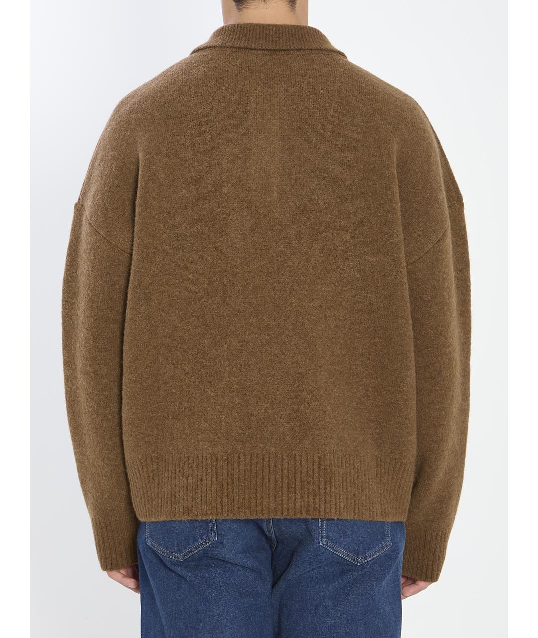 Ami Paris Коричневый шерстяной джемпер / свитер, фото 5