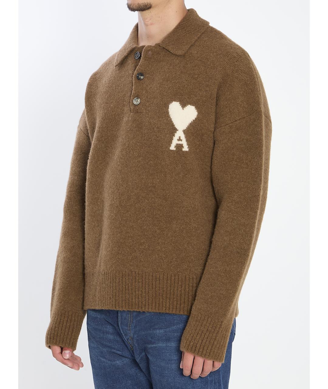 Ami Paris Коричневый шерстяной джемпер / свитер, фото 3