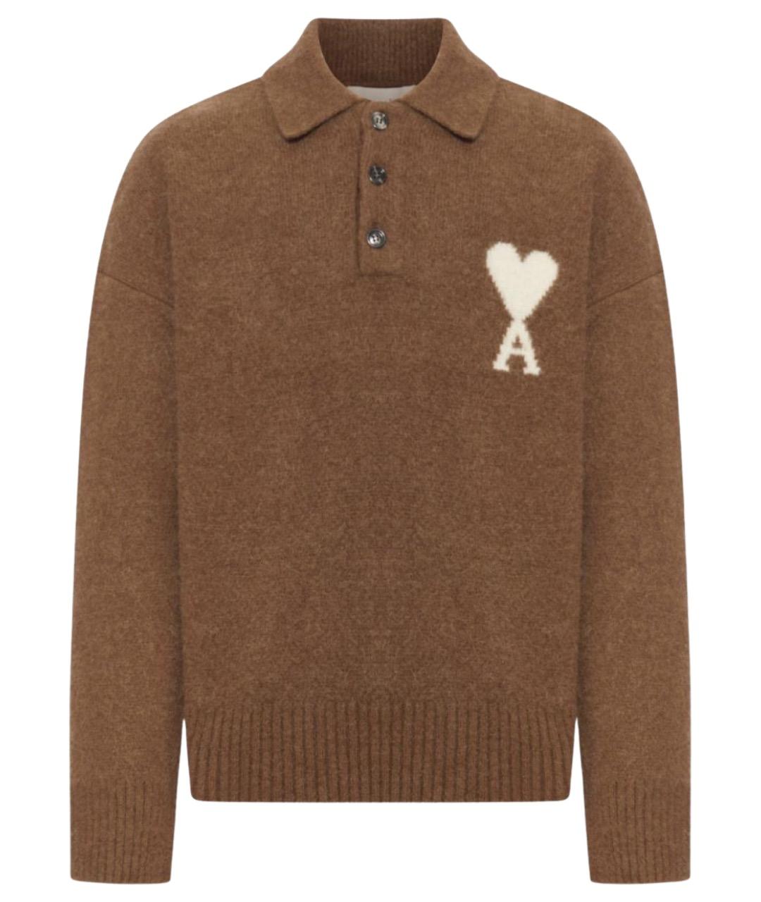 Ami Paris Коричневый шерстяной джемпер / свитер, фото 1