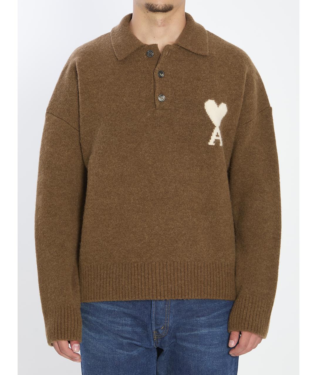 Ami Paris Коричневый шерстяной джемпер / свитер, фото 2