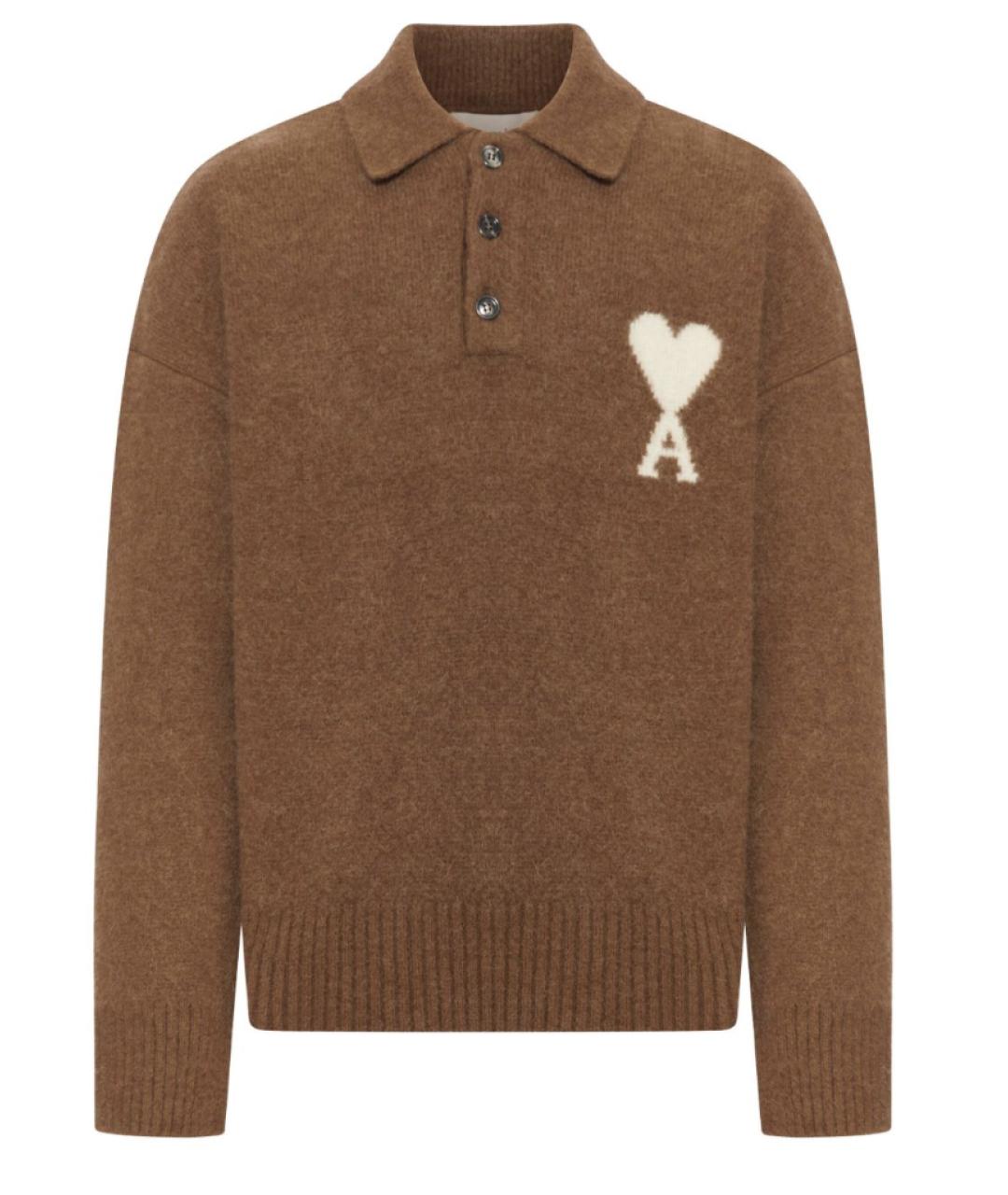 Ami Paris Коричневый шерстяной джемпер / свитер, фото 6