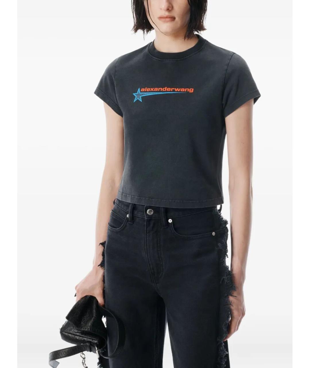 ALEXANDER WANG Черная хлопковая футболка, фото 4