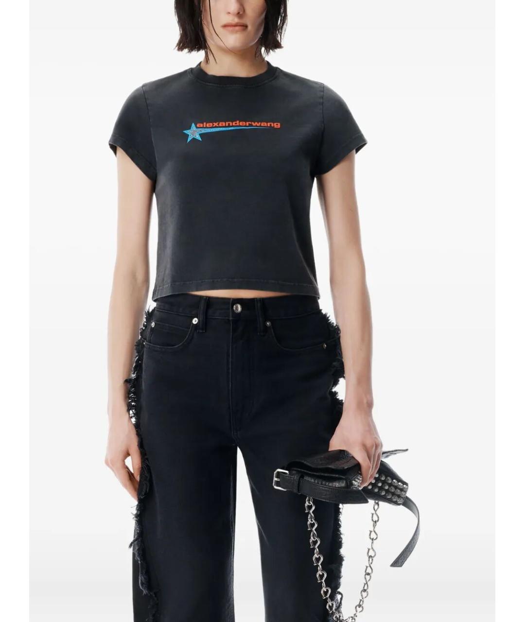 ALEXANDER WANG Черная хлопковая футболка, фото 5