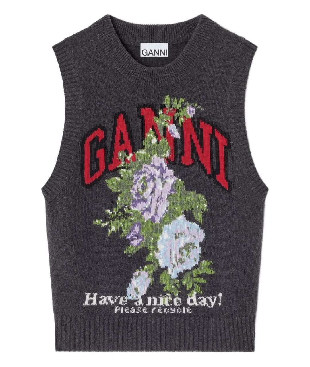 GANNI Серый шерстяной жилет, фото 1