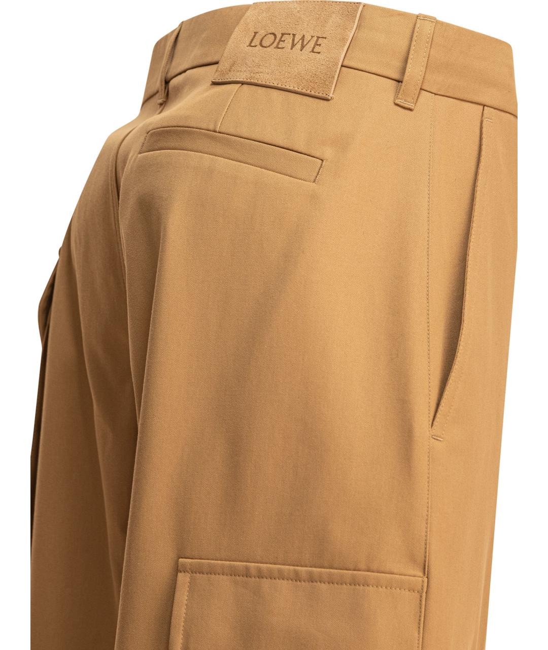 LOEWE Бежевые хлопковые повседневные брюки, фото 4