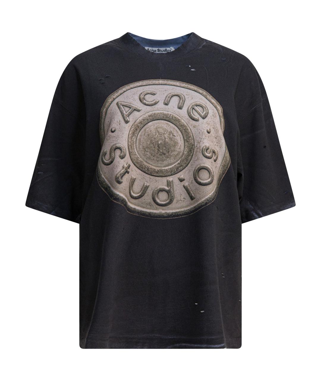 ACNE STUDIOS Черная хлопковая футболка, фото 1