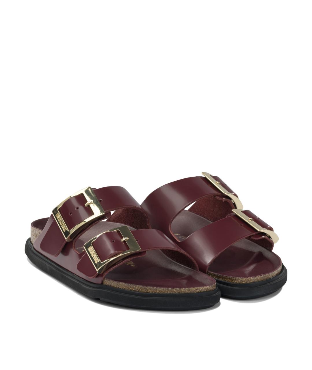 BIRKENSTOCK Бордовые кожаные сандалии, фото 2