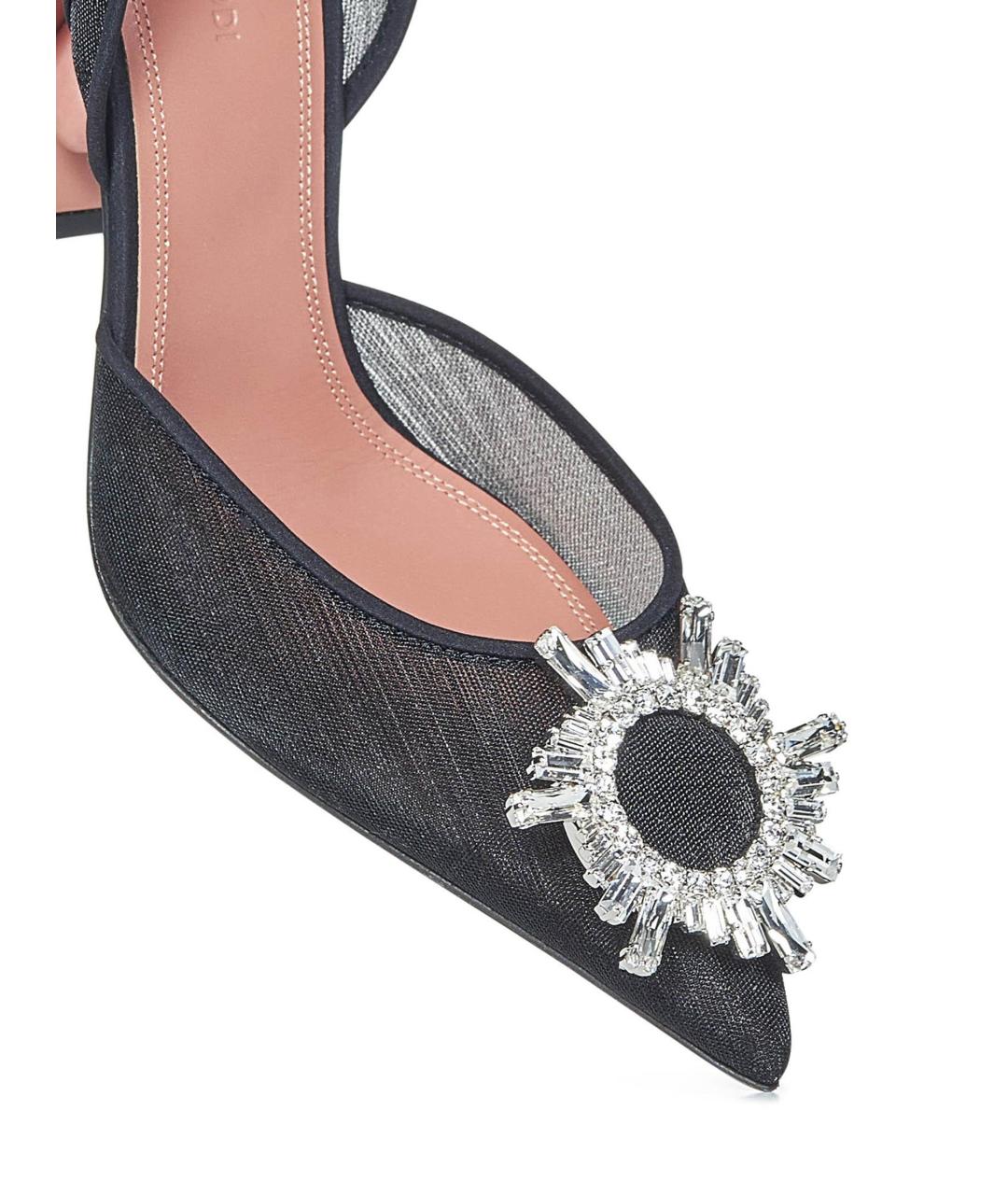 Amina Muaddi Черные текстильные туфли, фото 4