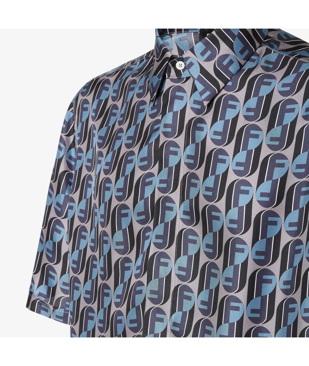 FENDI Синяя шелковая кэжуал рубашка, фото 3