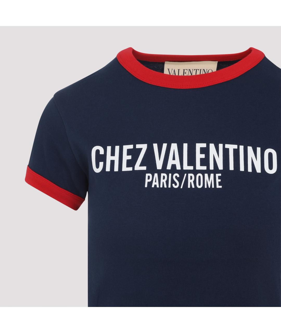 VALENTINO Синяя хлопковая футболка, фото 3