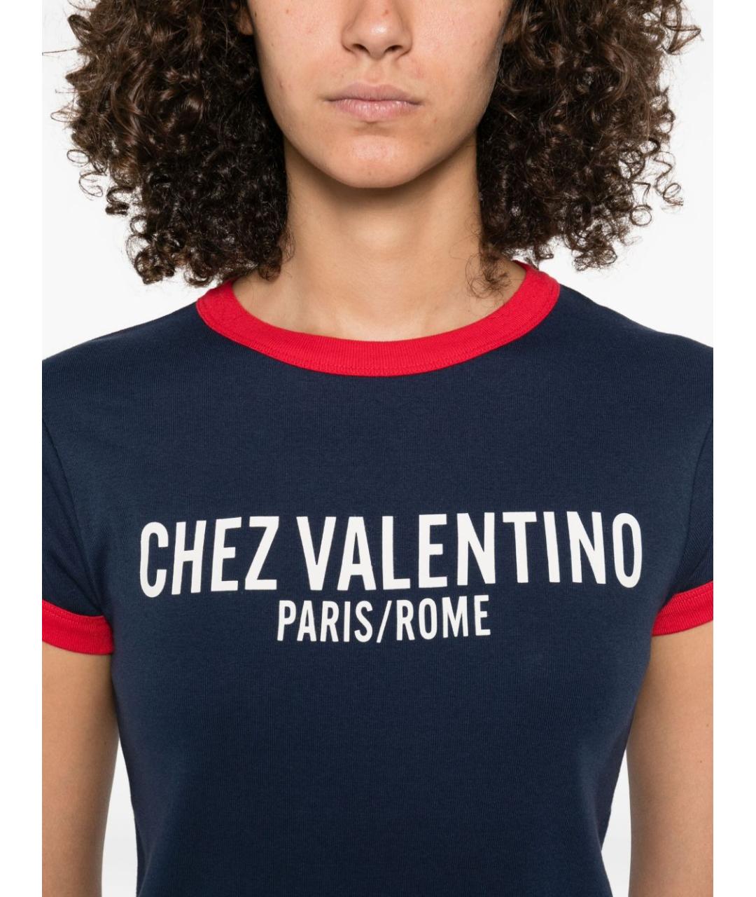 VALENTINO Синяя хлопковая футболка, фото 4