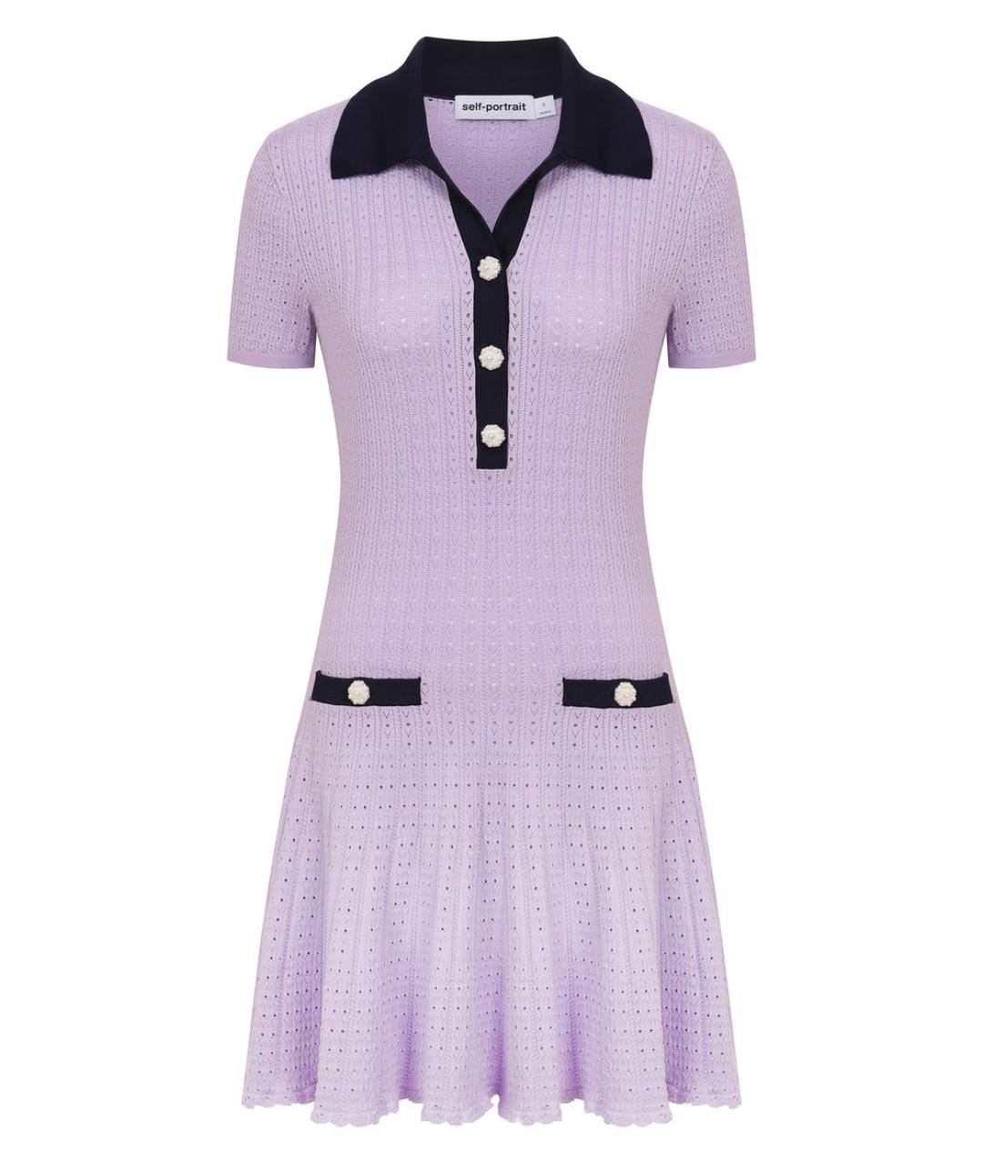 SELF-PORTRAIT Фиолетовое вискозное повседневное платье, фото 1